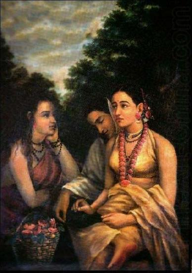 Raja Ravi Varma Shakuntala despondent china oil painting image